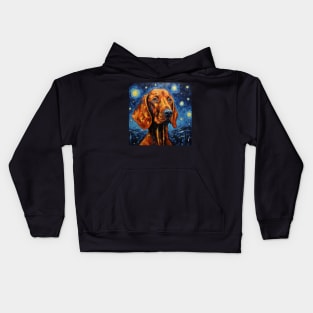 Redbone coonhound Night Portrait Kids Hoodie